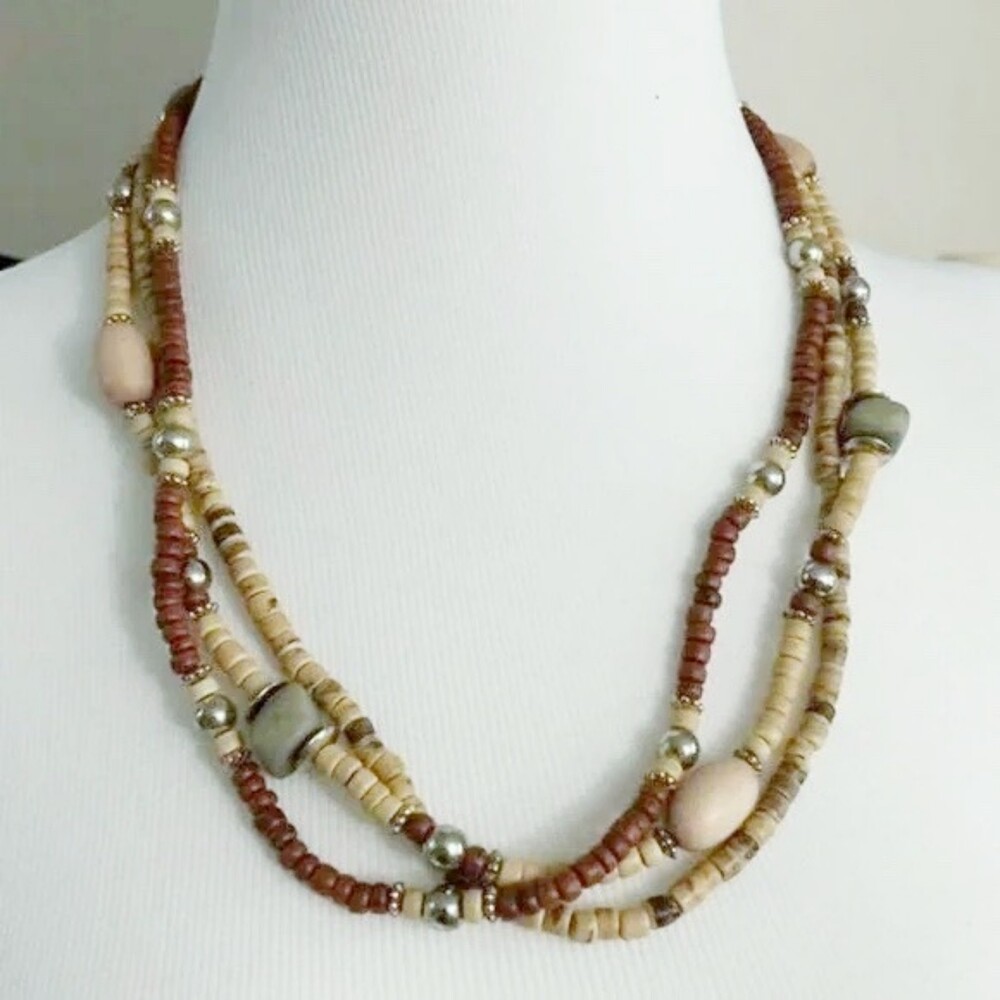 Handmade Layered Wooden Beaded Necklace